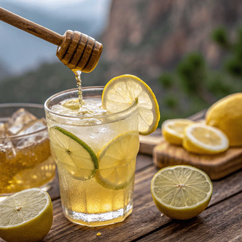 Natural Mounjaro recipe detox drink with green tea, lemon, and ginger